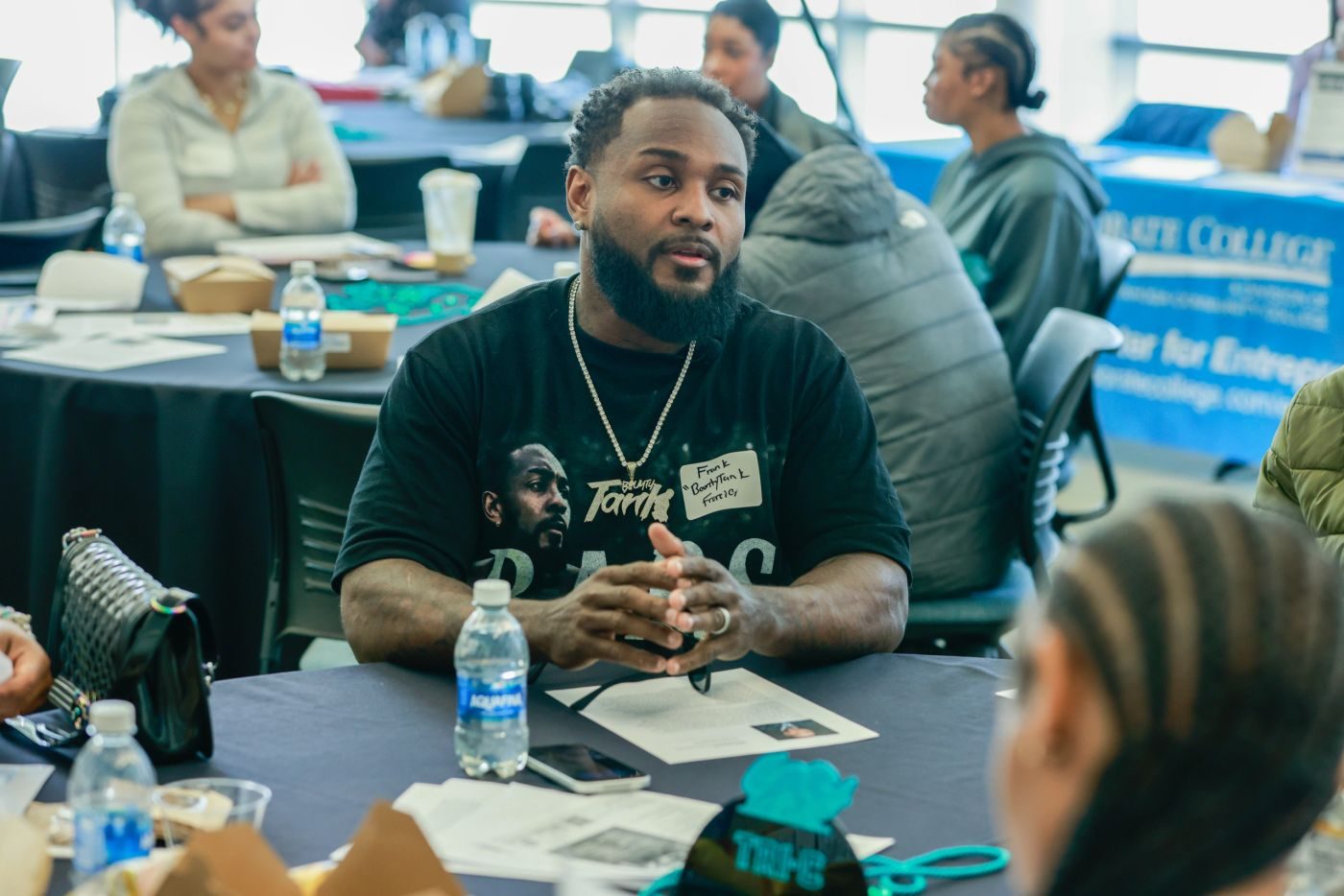 Tank at a table talk